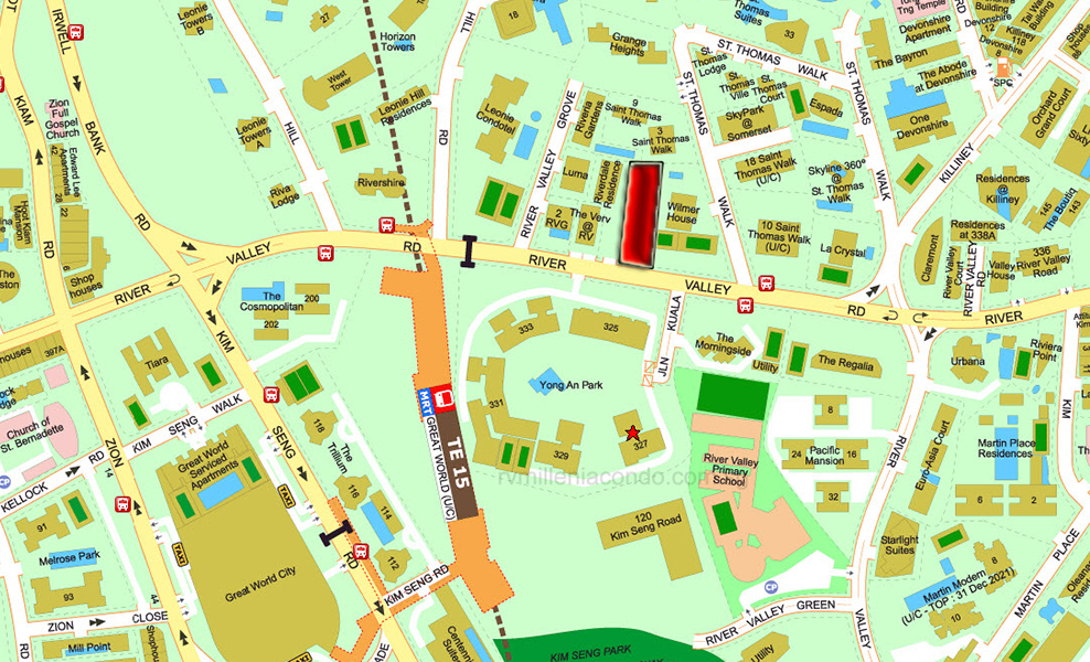 RV Millenia Location at River-Valley-Road-Great-World-City-MRT-Station